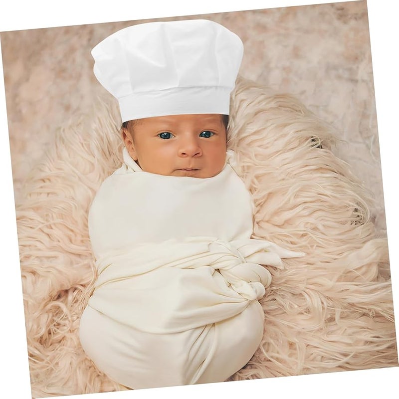 Newborn Chef Costume Adorable White Apron Hat Photography Props Small Size - Image 4